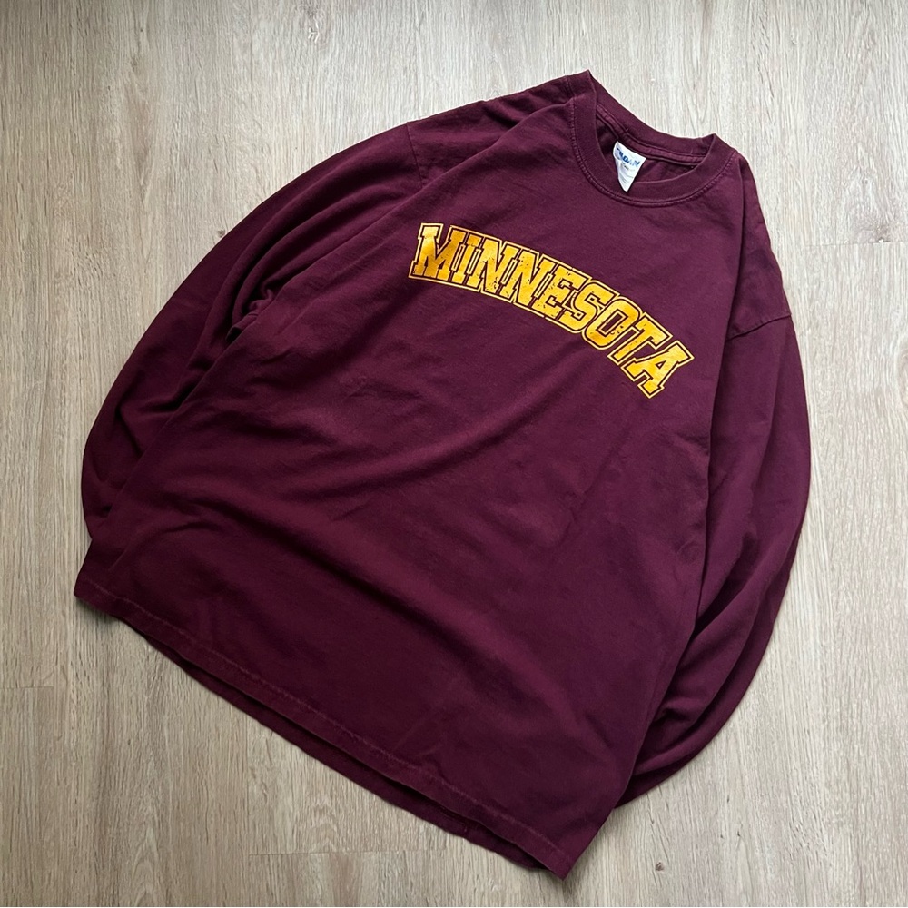 Vintage Minnesota Golden Gophers Long Sleeve Mens L Marooon Yellow Graphic - Picture 3 of 7